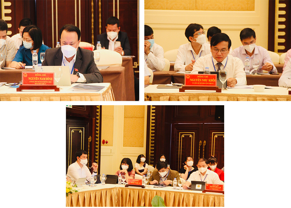 Đoàn Thường trực HĐND tỉnh Nghệ An tham dự Hội nghị. Ảnh: Trung Tú