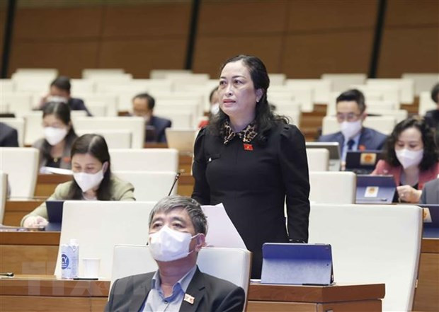 Đại biểu Quốc hội tỉnh Bạc Liêu Trần Thị Hoa Ry phát biểu ý kiến. (Ảnh: Doãn Tấn/TTXVN)