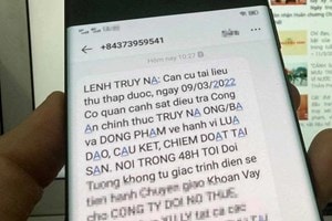 Nhiều người dân nhận được tin nhắn giả mạo với nội dung lệnh truy nã.