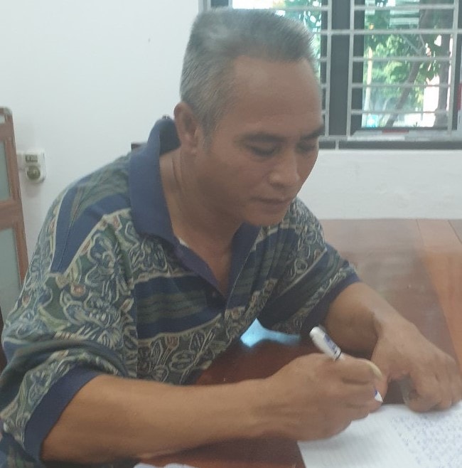 Đối tượng Trịnh Minh Thắng tại cơ quan Công an. Ảnh: Hồng Ngọc