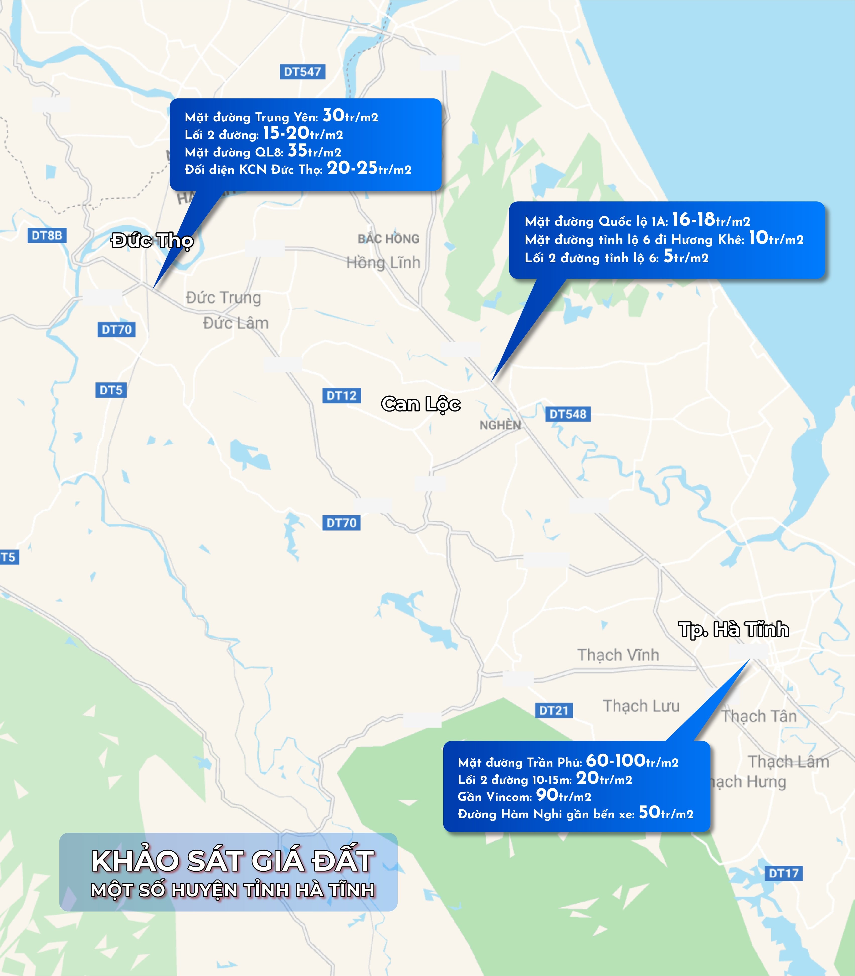 Hiệu ứng lan tỏa từ các “ông lớn” đã thiết lập những mặt bằng giá mới cho thị trường bất động sản Hà Tĩnh. Nguồn: Internet