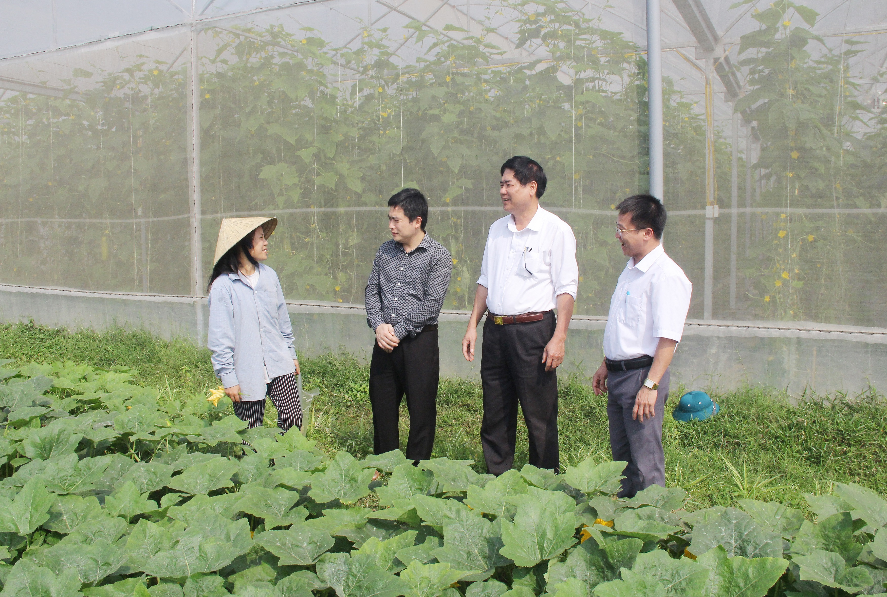 Lãnh đạo huyện Thanh Chương tìm hiểu nhu cầu sản xuất của người dân. Ảnh: Mai Hoa