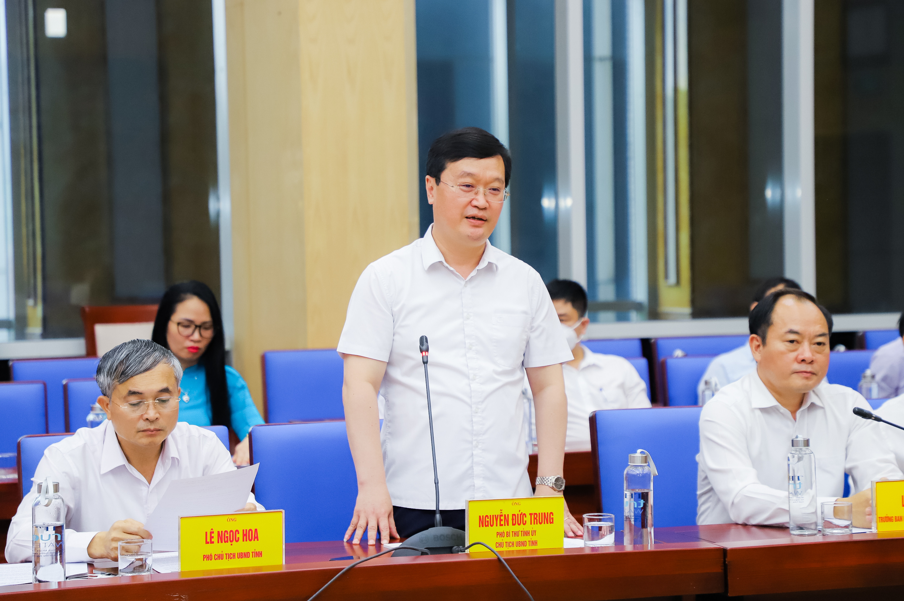 Đồng chí Nguyễn Đức Trung - Chủ tịch UBND tỉnh Nghệ An phát biểu tại buổi lễ. Ảnh: Phạm BằngBằng