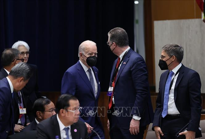 Tổng thống Hoa Kỳ Joseph Robinette Biden Jr. đến dự Hội nghị cấp cao đặc biệt ASEAN - Hoa Kỳ. Ảnh: Dương Giang/TTXVN