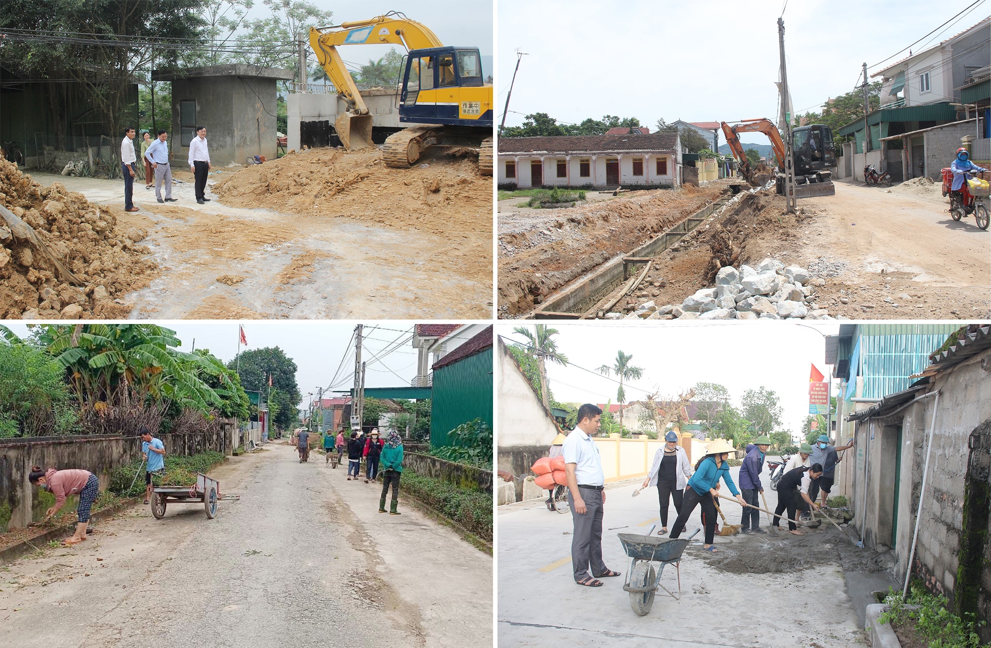 Lãnh đạo huyện Nam Đàn kiểm tra tiến độ thi công một số công trình trên địa bàn; Huy động sức dân hoàn thiện các tiêu chí nông thôn mới nâng cao tại các địa phương.Ảnh: Mai Hoa