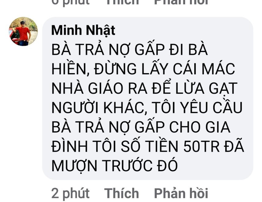 Các tài khoản Facebook này còn đi bình luận khắp Facebook của bạn bè cô Hiền. Ảnh: T.H