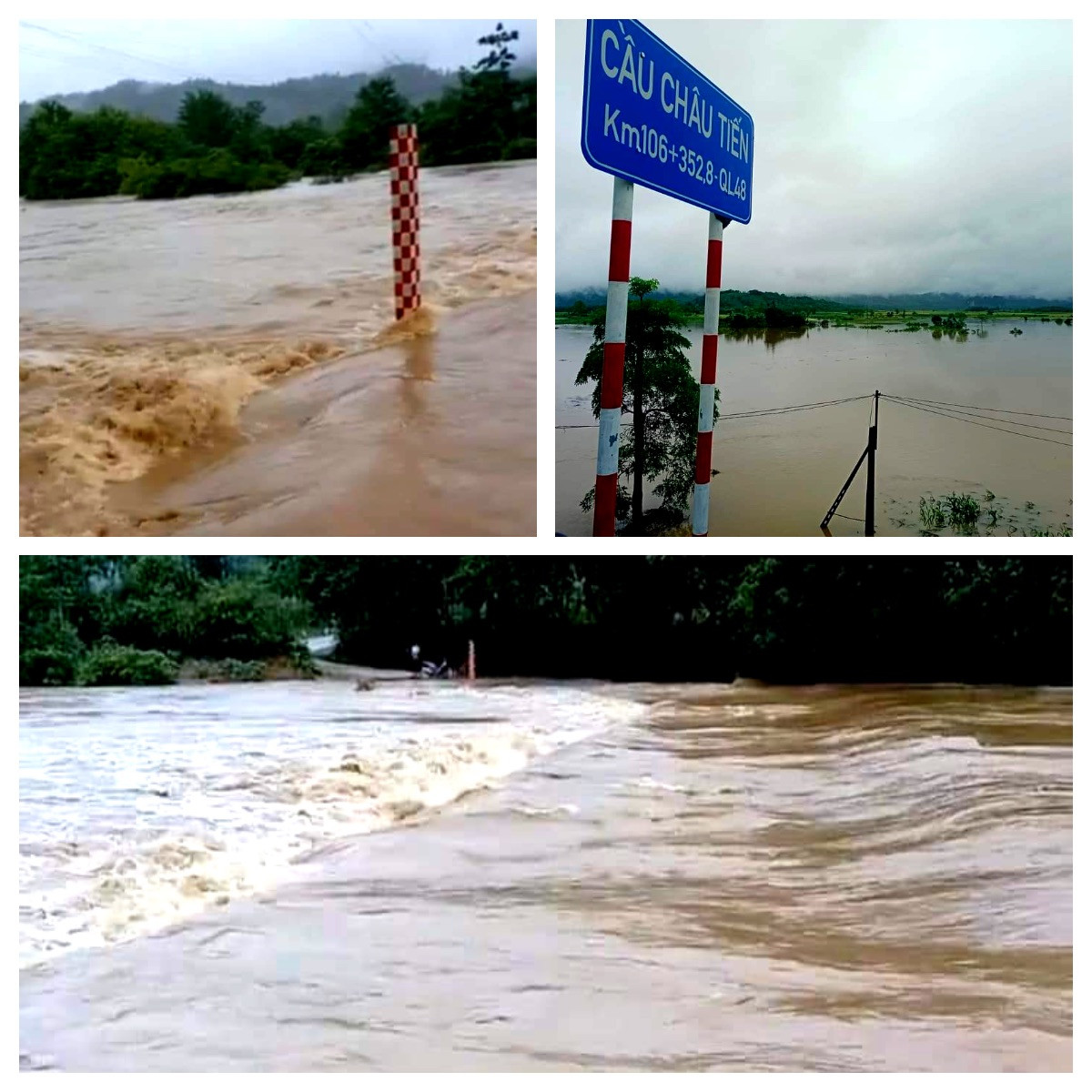 Nhiều cầu tràn nước ngập sâu ở Quỳ Châu khiến giao thông chia cắt, các bản bị cô lập. Ảnh: CSCC