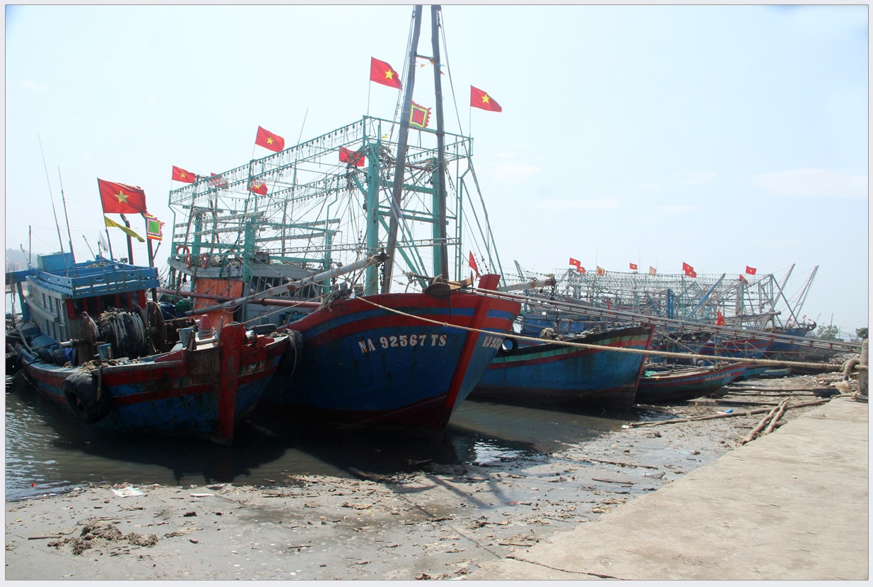 Từ đầu năm tới nay, hàng chục ngư dân xã Quỳnh Lập đã phải ngậm ngùi bán tàu cá. Ảnh: Xuân Hoàng