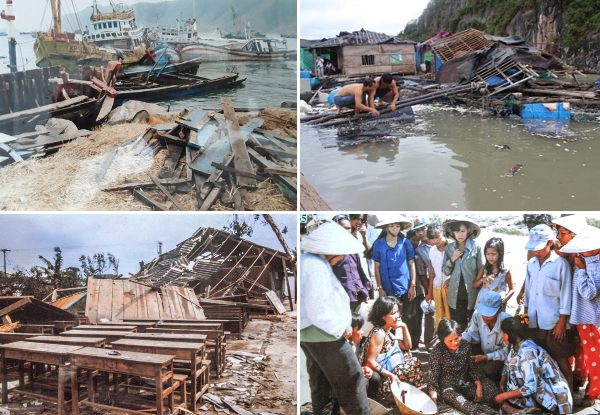 Những hình ảnh thiệt hại, mất mát của người dân trong cơn bão số 5 (bão Linda), ngày 2/11/1997. Ảnh tư liệu