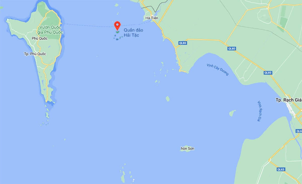 Vị trí quần đảo Hải Tặc. Nguồn: Google.maps