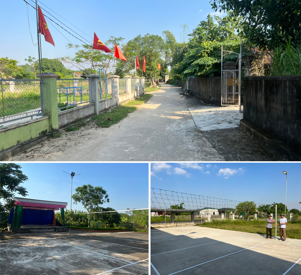 Đường giao thông, sân vận động ở thôn 4, xã Lĩnh Sơn được xây dựng khang trang. Ảnh: Gia Huy