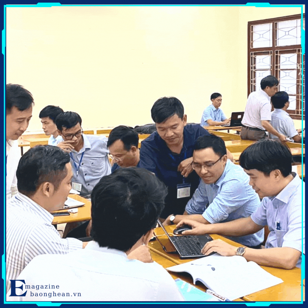 Một buổi trao đổi về chuyên môn của giáo viên Trường THPT Hoàng Mai