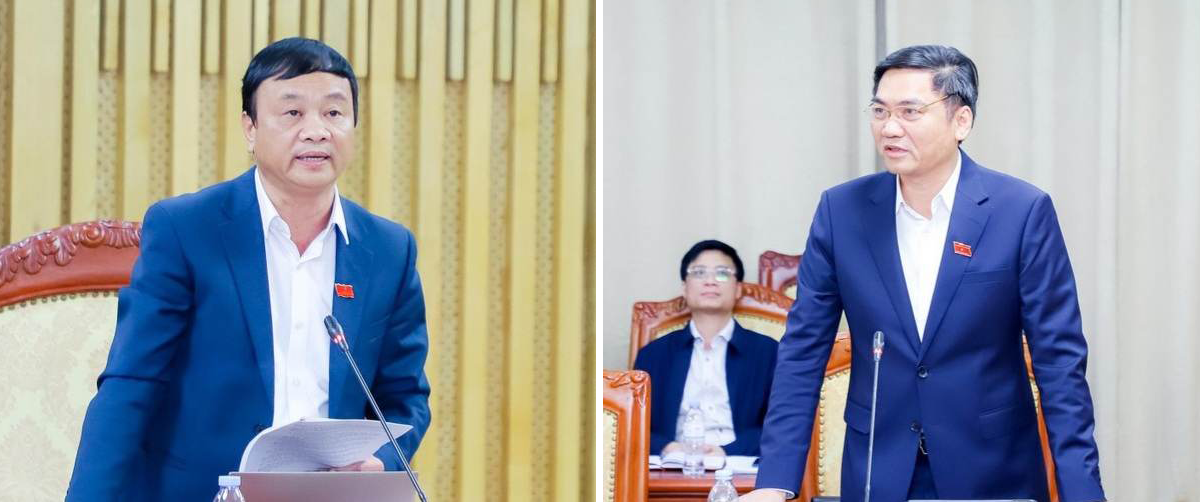 Tình trạng lực lượng chuyên trách bảo vệ rừng viết đơn xin nghỉ việc trở thành vấn đề nóng tại Kỳ họp thứ 11 của HĐND tỉnh. Ảnh: Tại phiên thảo luận tổ Kỳ họp thứ 11 HĐND tỉnh, các đại biểu: Nguyễn Văn Hải - Bí thư Huyện ủy Tương Dương; Hoàng Nghĩa Hiếu - Phó Bí thư Tỉnh ủy phát biểu, đề nghị xây dựng chính sách cho lực lượng chuyên trách bảo vệ rừng.