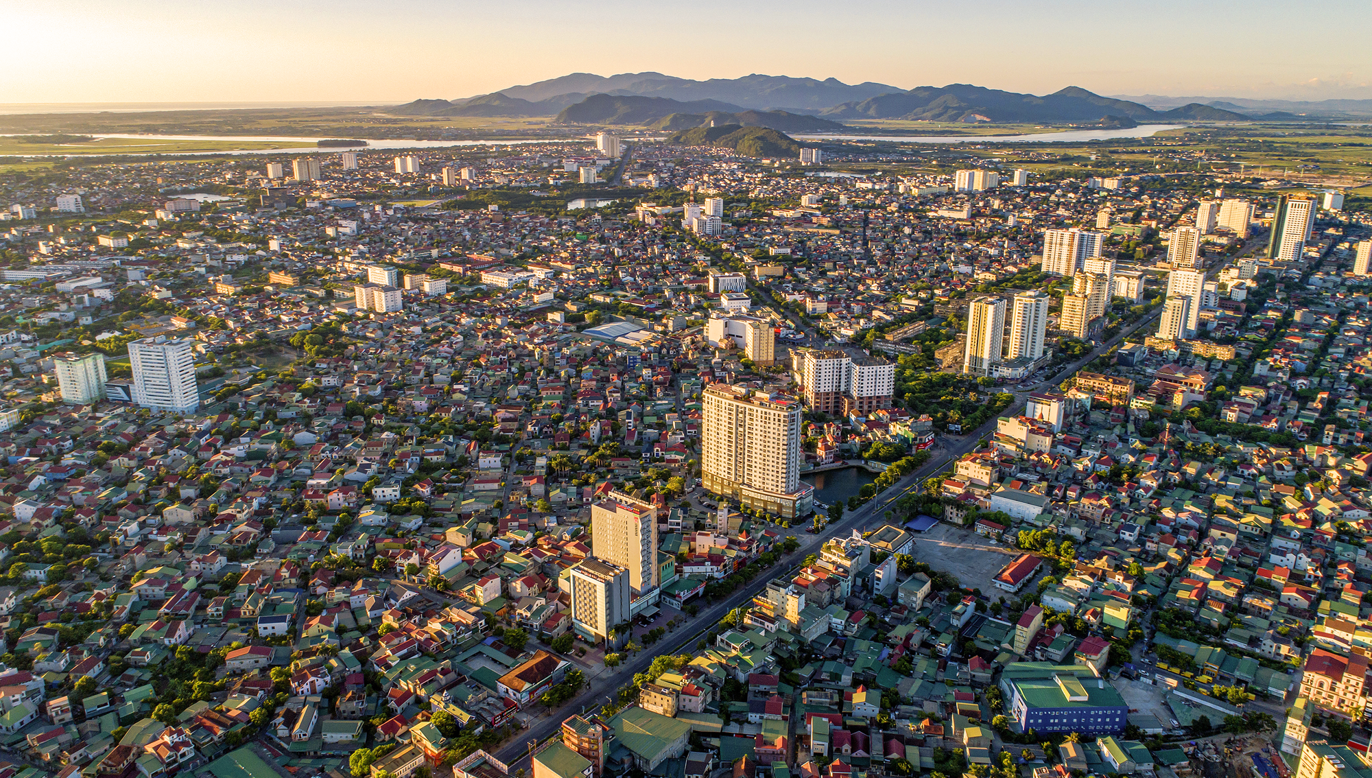 Thành phố Vinh nhìn từ trên cao. Ảnh: Lê Quang Dũng