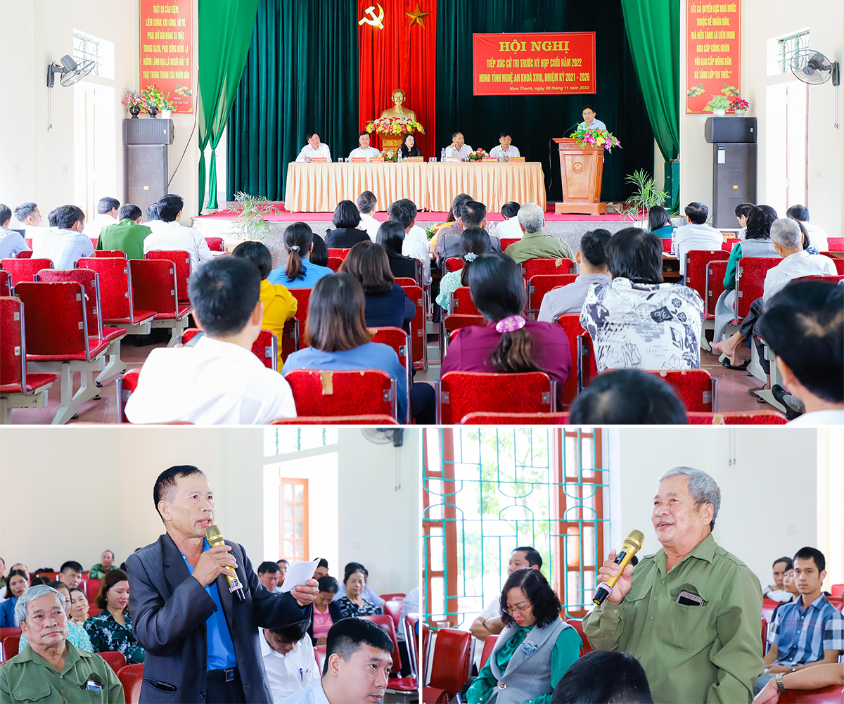 Đại biểu HĐND tỉnh tiếp xúc cử tri xã Nam Thanh (Nam Đàn). Ảnh: Phạm Bằng