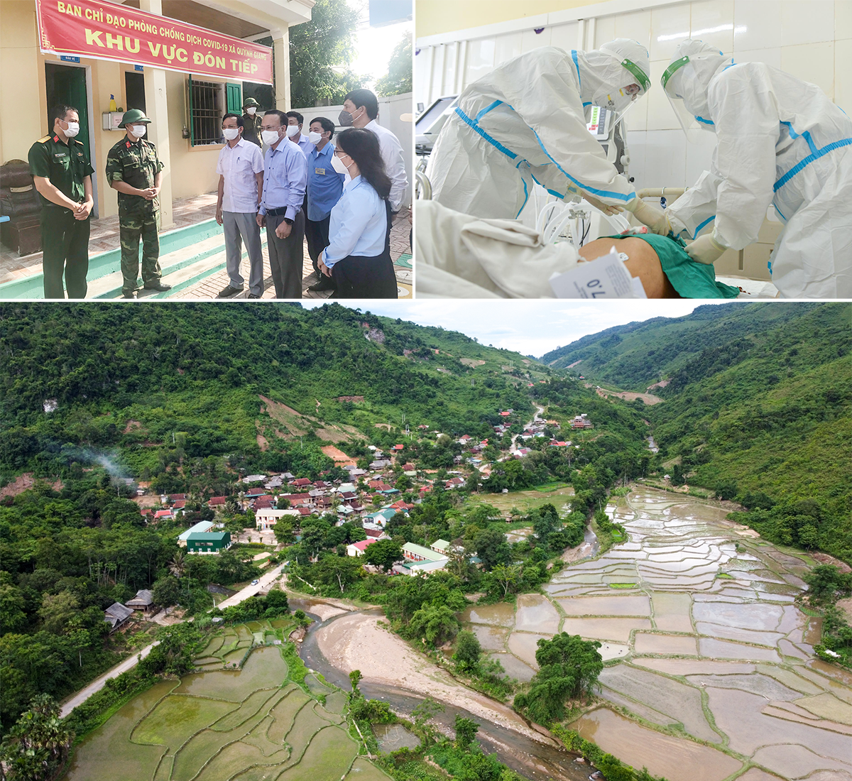 Phó Chủ tịch Thường trực HĐND tỉnh Nguyễn Nam Đình và đoàn công tác kiểm tra công tác phòng, chống dịch Covid-19; Điều trị cho bệnh nhân Covid-19; Toàn cảnh bản La Ngan, xã Chiêu Lưu (Kỳ Sơn).