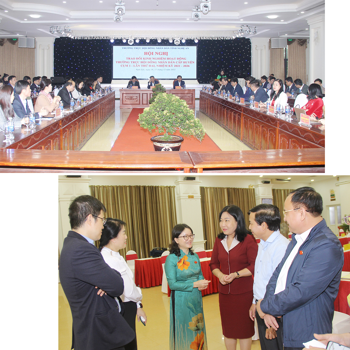 Thường trực HĐND tỉnh tổ chức Hội nghị trao đổi kinh nghiệm với Thường trực HĐND cấp huyện thuộc cụm 1 (lần 2); Các đại biểu trao đổi bên lề hội nghị.