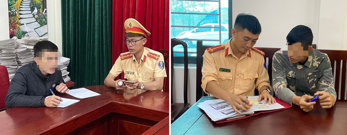 CSGT lập biên bản xử lý đối với T.Đ.L, người điều khiển xe máy lạng lách, tạt đầu phương tiện khác vào ngày 15/3 trên Quốc lộ 46 và D.V.H, người đi dàn hàng ngang, lạng lách vào 8h30 ngày 25/6 trên Quốc lộ 46.