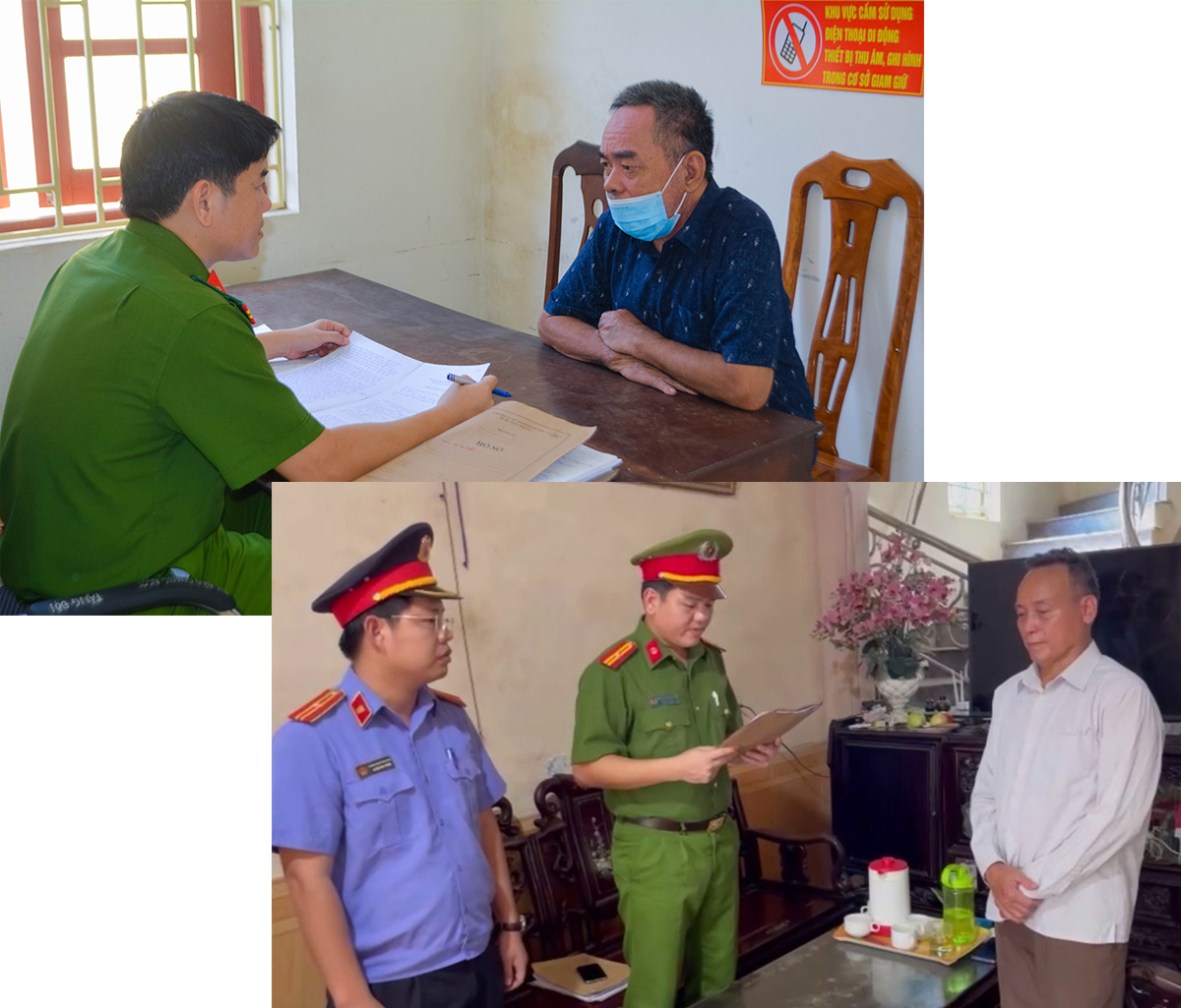 Công an huyện Yên Thành khởi tố, bắt tạm giam đối ông Nguyễn Văn Định - nguyên Chủ tịch UBND xã, ông Nguyễn Văn Thạch - nguyên kế toán trưởng xã Mỹ Thành. Ảnh: Minh Tâm - Đức Vũ