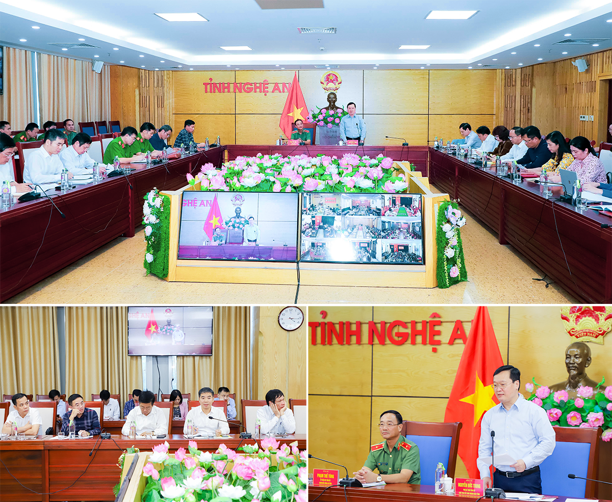Hội nghị trực tuyến toàn tỉnh kiểm điểm, đánh giá, triển khai kế hoạch trọng tâm thực hiện Đề án 06, ngày 7/11/2022. Ảnh: Phạm Bằng