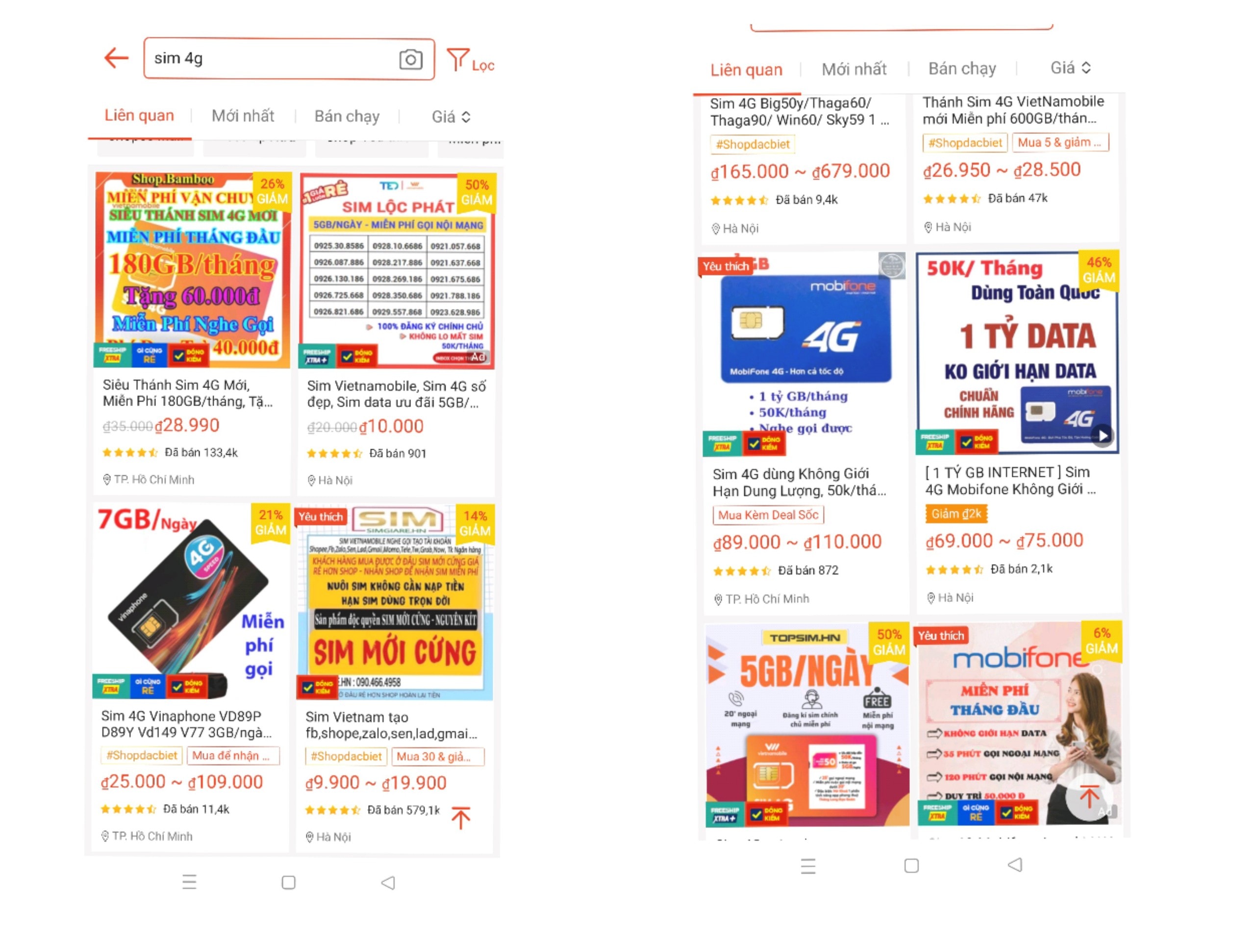 BNA_rao bán sim tràn lan trên Shopee.Ảnh Tiến Đông.jpg