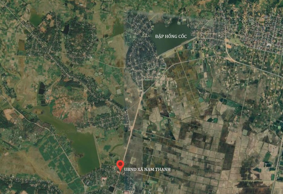 Đập Hổng Cốc ở xã Nam Thanh (Nam Đàn). Ảnh: Google maps