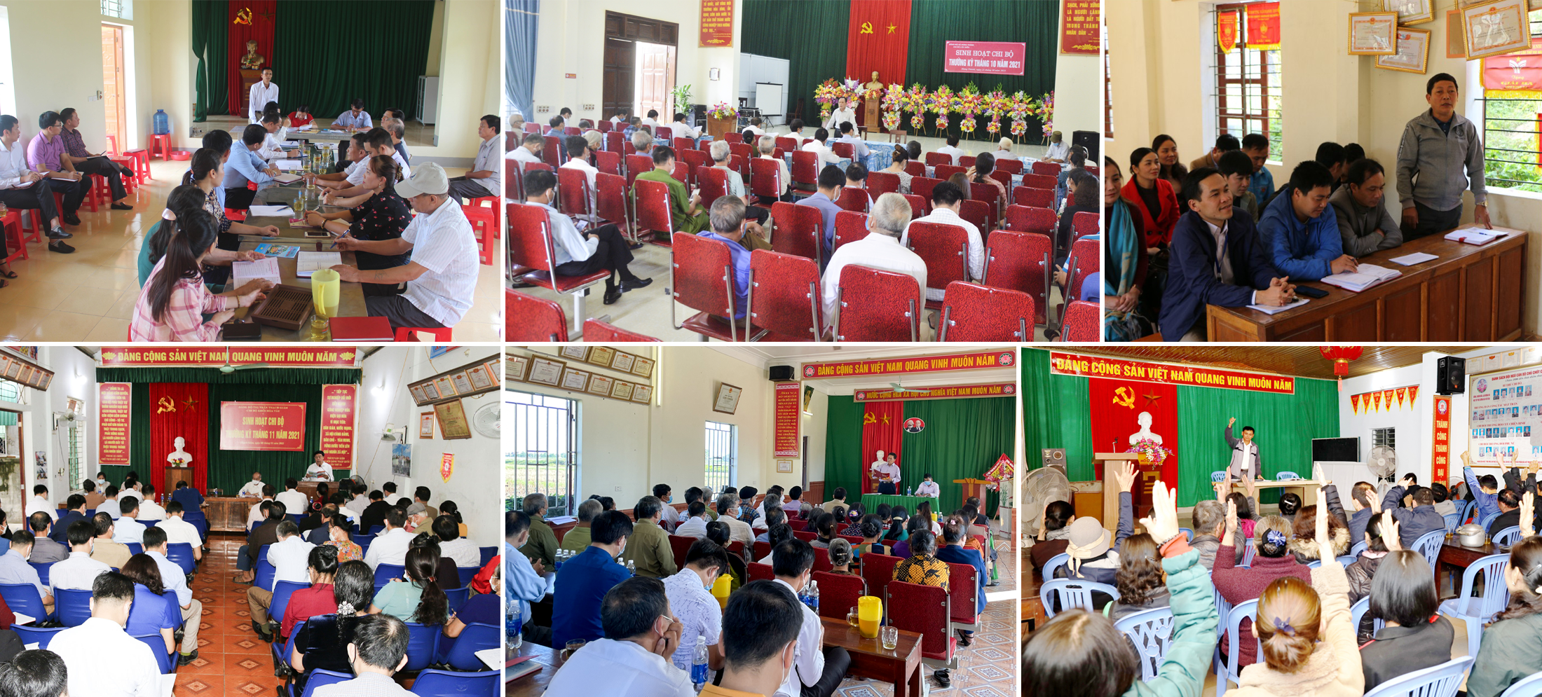 Sinh hoạt chi bộ tại xóm Bắc Bố Sơn, xã Nghi Vạn (Nghi Lộc); xóm Lộc Điền, xã Hưng Thành (Hưng Nguyên); bản Vinh Tiến, xã Hạnh Dịch (Quế Phong); khối Hòa Tây, thị trấn Thạch Giám (Tương Dương); xóm 6, xã Diễn Lộc (Diễn Châu) và khối 7, phường Bến Thủy (TP. Vinh). Ảnh tư liệu