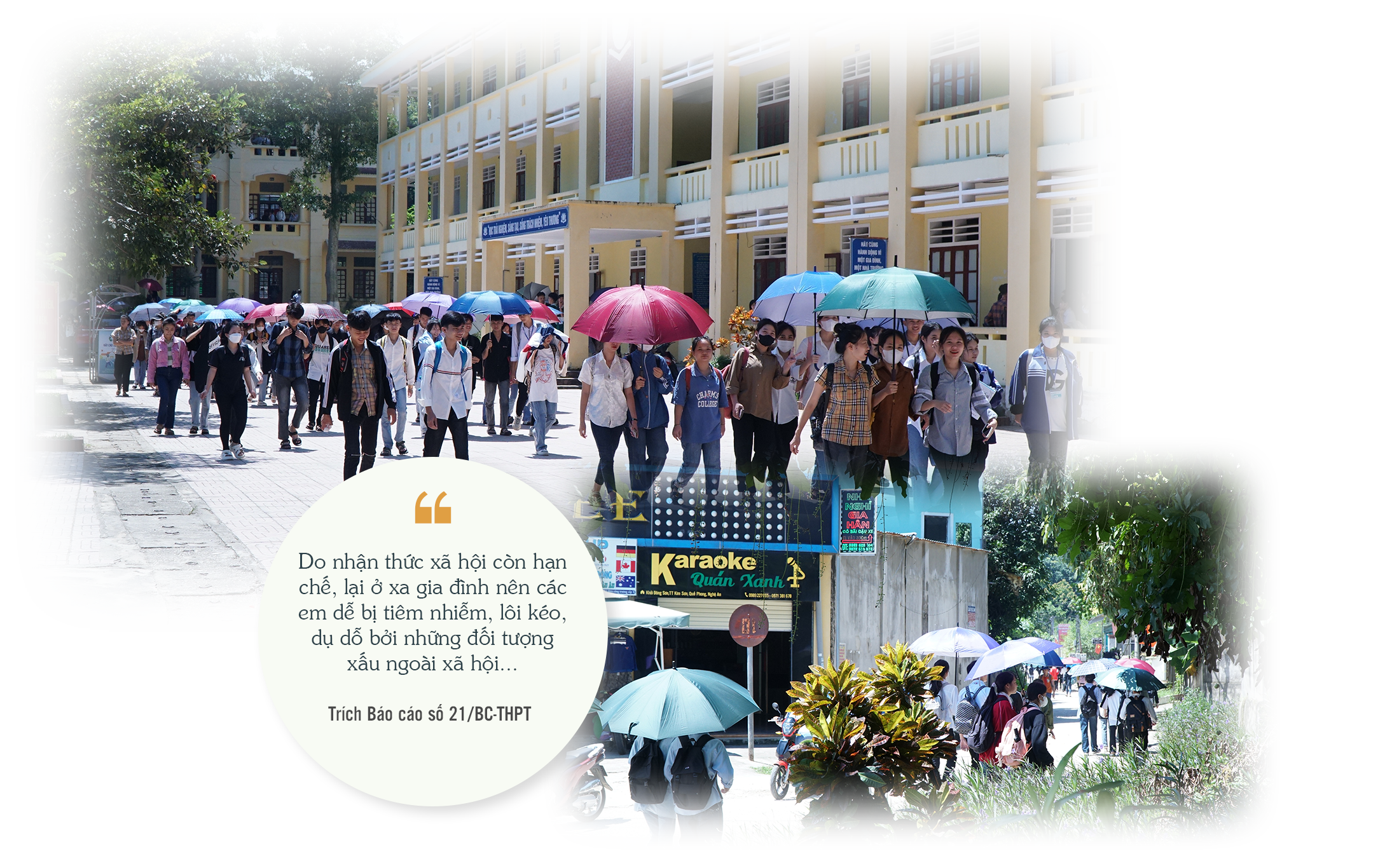 Giờ tan trường của học sinh Trường THPT Quế Phong.