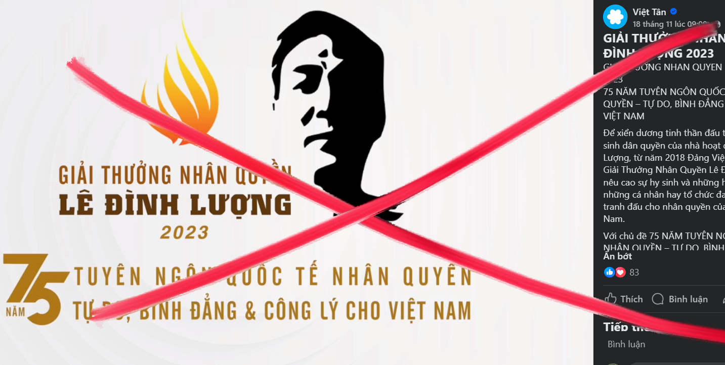 Tổ chức khủng bố Việt Tân lập ra cái gọi là giải thưởng nhân quyền Lê Đình Lượng để chống phá Việt Nam.png
