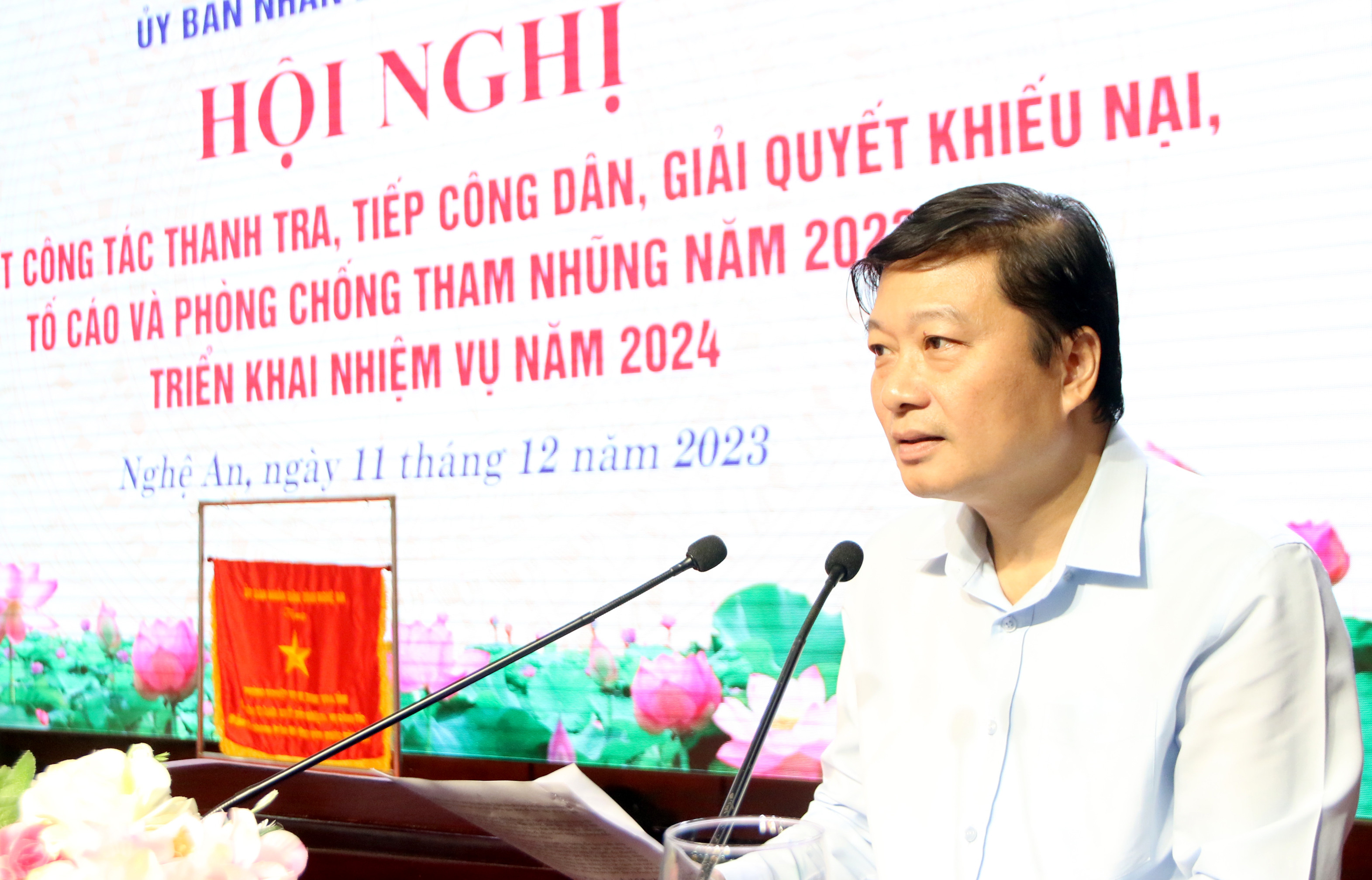 BNA_Đồng chí Lê Hồng Vinh phát biểu tại hội nghị. Ảnh Tiến Đông .JPG