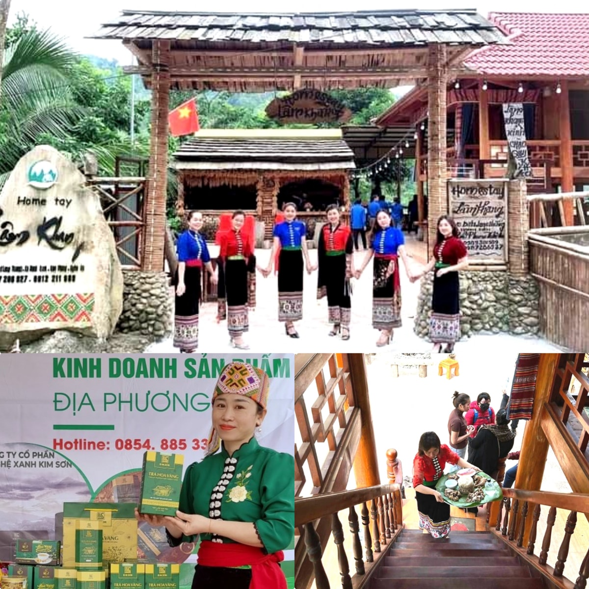 Hội Phụ nữ bản Long Thắng quảng bá sản phẩm du lịch và cung cấp các dịch vụ du lịch cho các đoàn du khách. Ảnh: CSCC