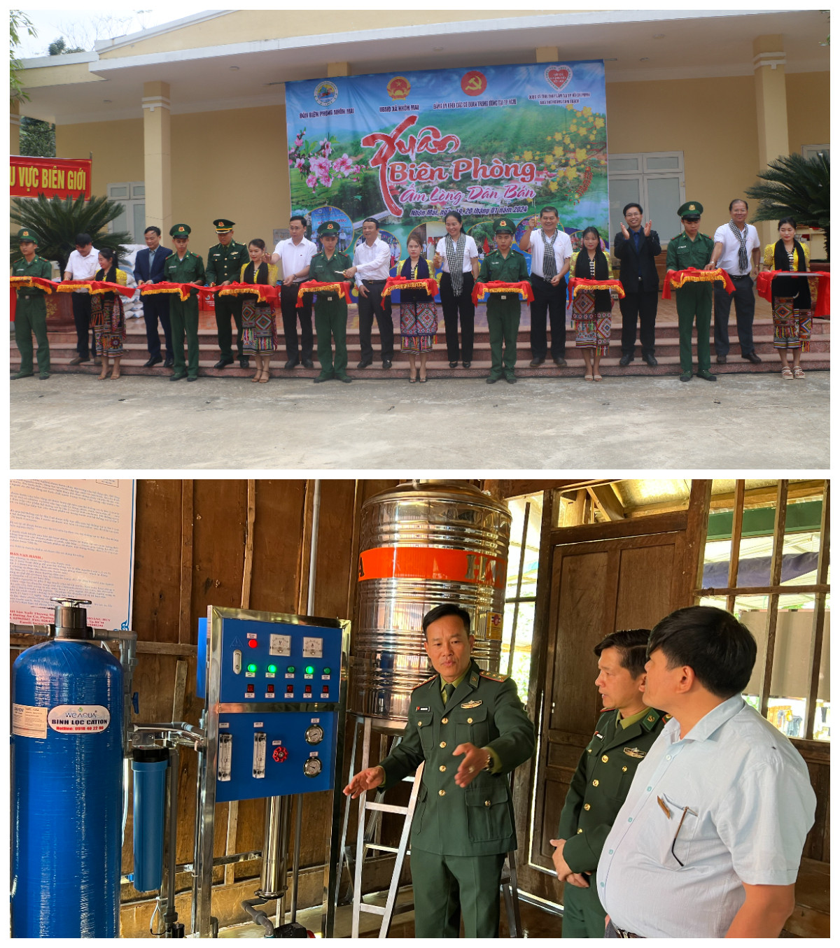 Đảng ủy khối các cơ quan Trung ương tại thành phố Hồ Chí Minh đã trao  tặng 02 hệ thống lọc nước RO trị giá 160 triệu đồng  cho Trường PTTHCS Bán trú Mai Sơn và Đồn Biên phòng xã Nhôn Mai. Ảnh: Khánh Ly.