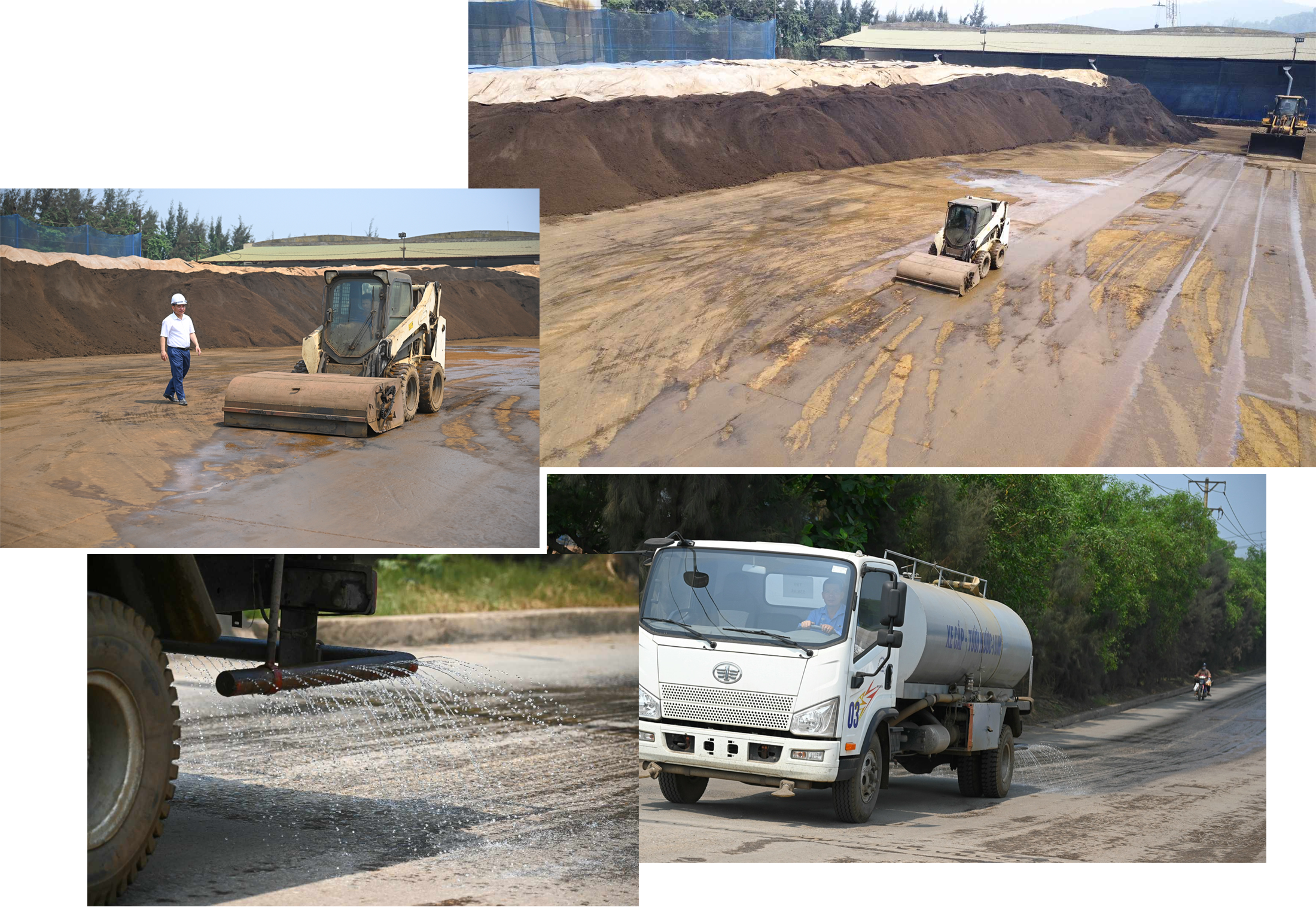Một số hoạt động hút bụi sân bãi chứa, tưới nước đường giao thông nội cảng.