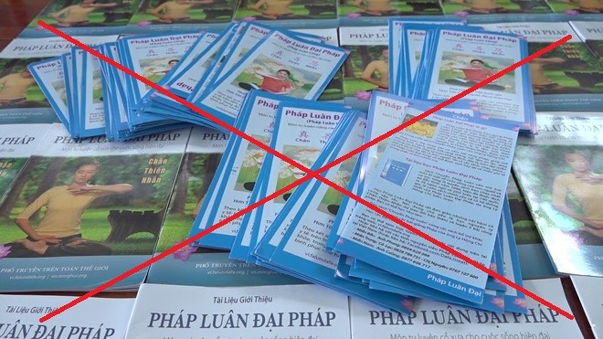 Tài liệu truyền bá Pháp luân công mà lực lượng Công an thu giữ được. Nguồn: Bocongan.gov.vn