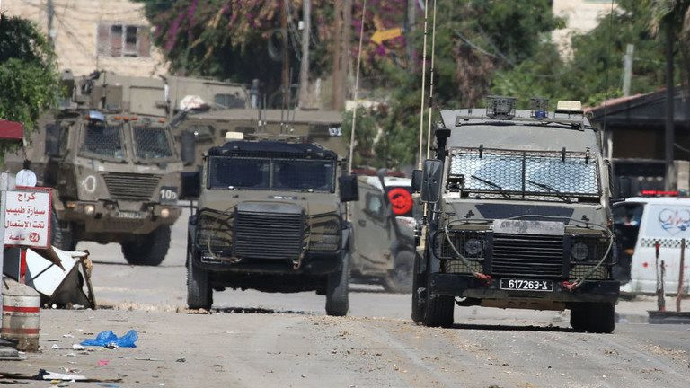 Lực lượng Israel tiến hành một cuộc đột kích vào thứ Năm tại thành phố Jenin ở Bờ Tây. Ảnh: Getty