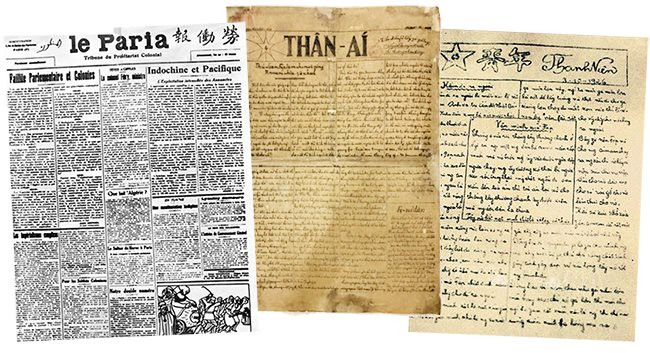 Báo Le Paria (Người cùng khổ), Thân Ái, Thanh Niên do Chủ tịch Hồ Chí Minh sáng lập. Ảnh: Internet 