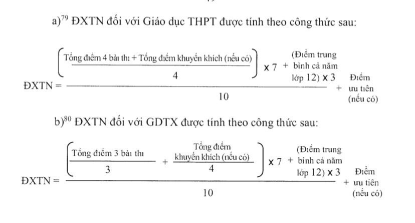 Công thức tính điểm xét tốt nghiệp THPT.