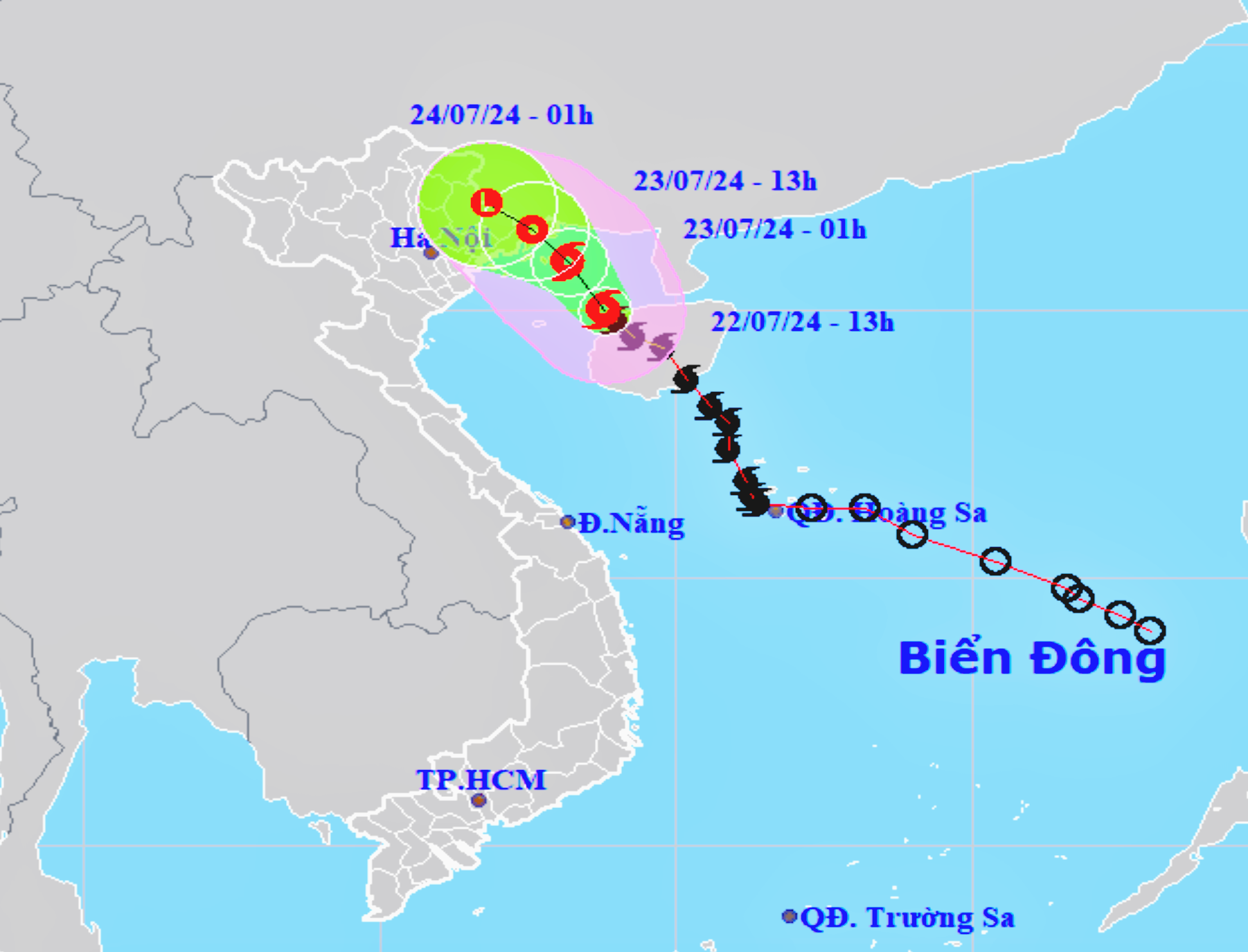 dự báo đường đi của bão số 2