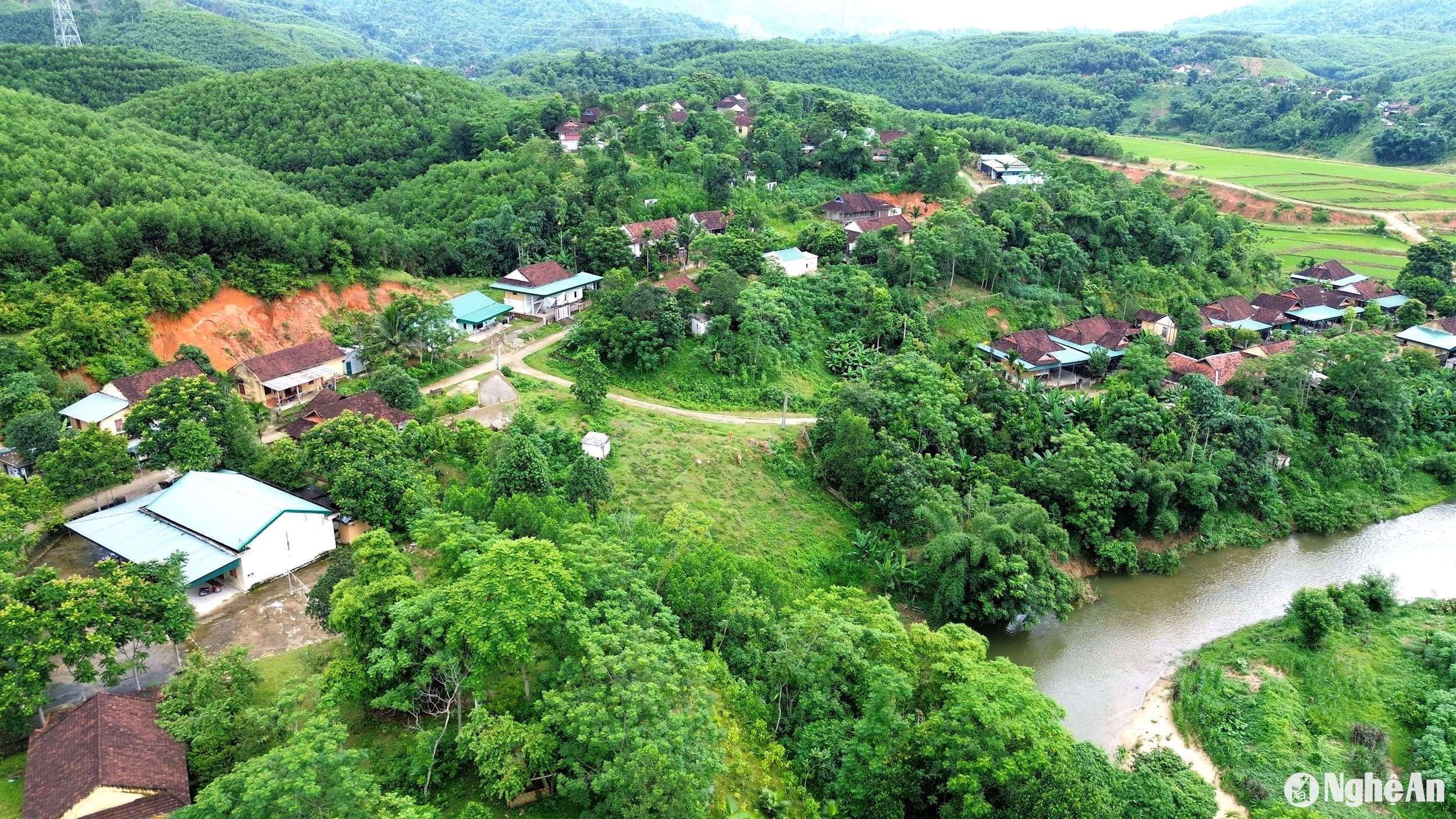 Điểm tái định cư bản Piêng Cu, xã Tiền Phong (Quế Phong). Ảnh: Xuân Hoàng