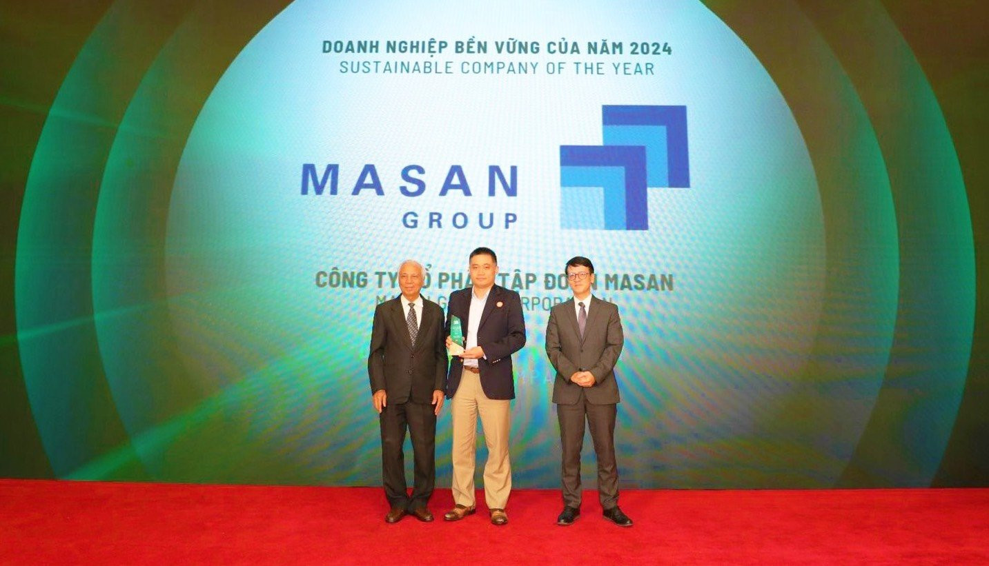 Đạt cả 3 yếu tố ESG, Masan Group - đơn vị dẫn đầu Khối Doanh nghiệp Niêm yết, được vinh danh Top 50 Doanh nghiệp phát triển bền vững tiêu biểu Việt Nam 2024.