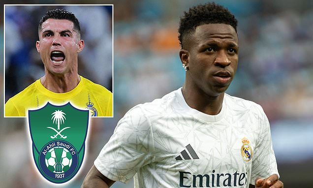 Vinicius Junior 'offered Saudi pay packet worth 13 times more than his Real Madrid salary' to rival Cristiano Ronaldo's wage - but Spanish giants will 'demand €1 BILLION to sell him' | Daily Mail Online