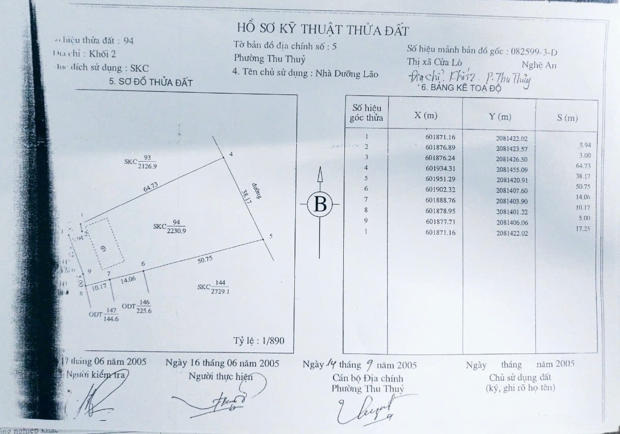 Hồ sơ kỹ thuật khu đất Nhà nghỉ dưỡng lão huyện Nghi Lộc được lập năm 2005. Ảnh: Nhật Lân