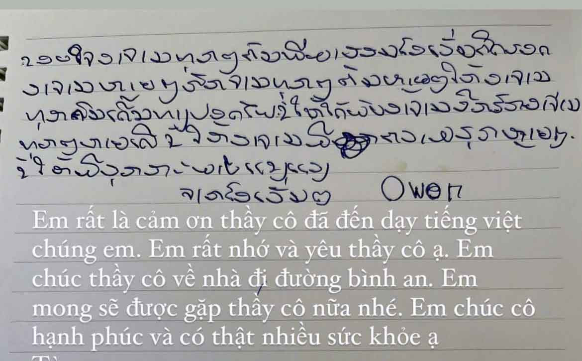 thư học sinh Lào