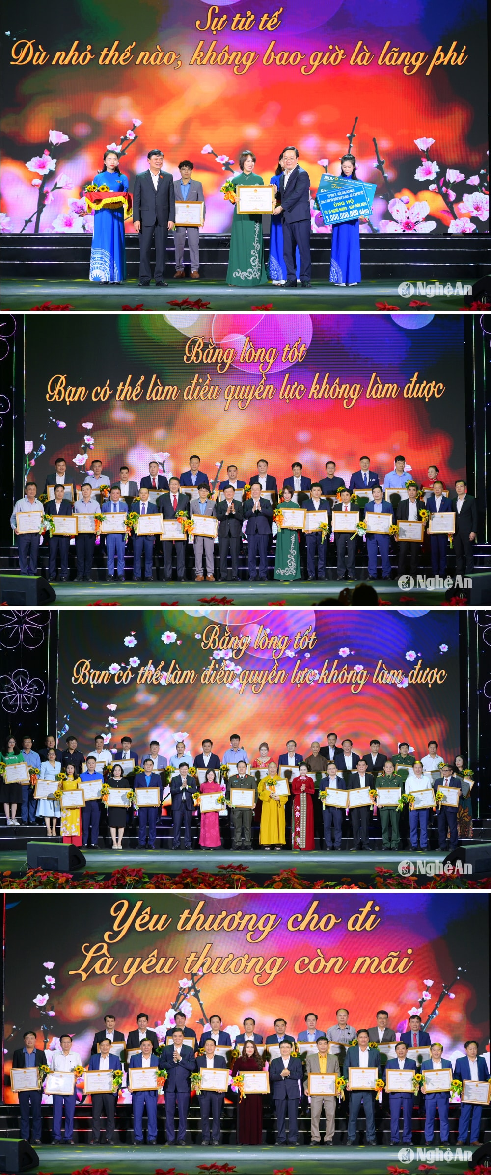 Huy động sức dân làm giao thông nông thôn ở các huyện Hưng Nguyên và Thanh Chương; Cán bộ MTTQ tỉnh và huyện Đô Lương giám sát và tìm hiểu sự hài lòng của người dân về xây dựng NTM. Ảnh: Mai Hoa