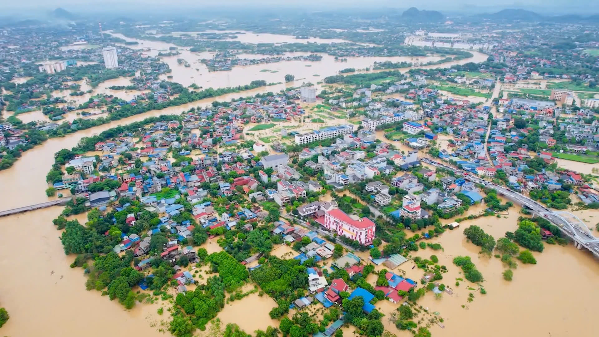 Một góc TP Thái Nguyên bị lụt ngày 9/9. Nguồn: baochinhphu.vn