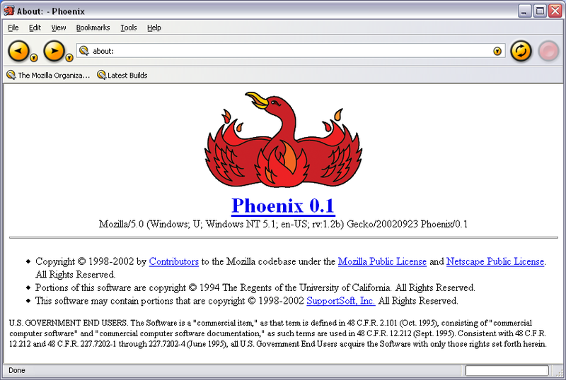 Milestone: Phoenix 0.1 released, first version of Firefox – about:community