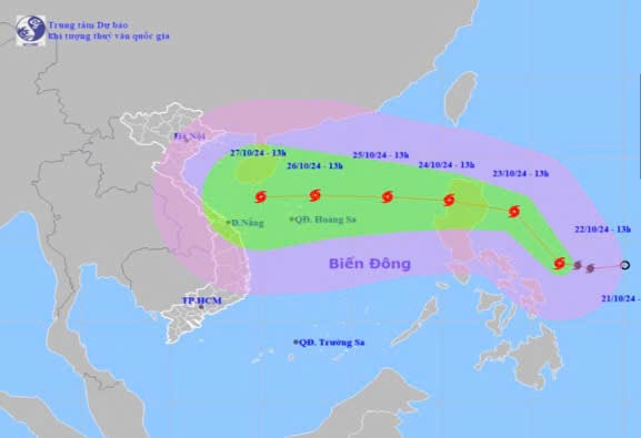 Đường đi của bão Trami. 