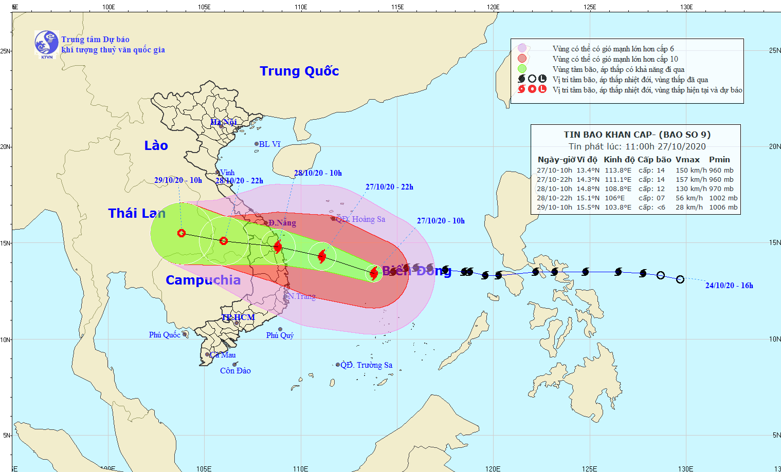 Tin bão mới nhất: Bão số 9 Molave di chuyển rất nhanh, cách Đà Nẵng 550km