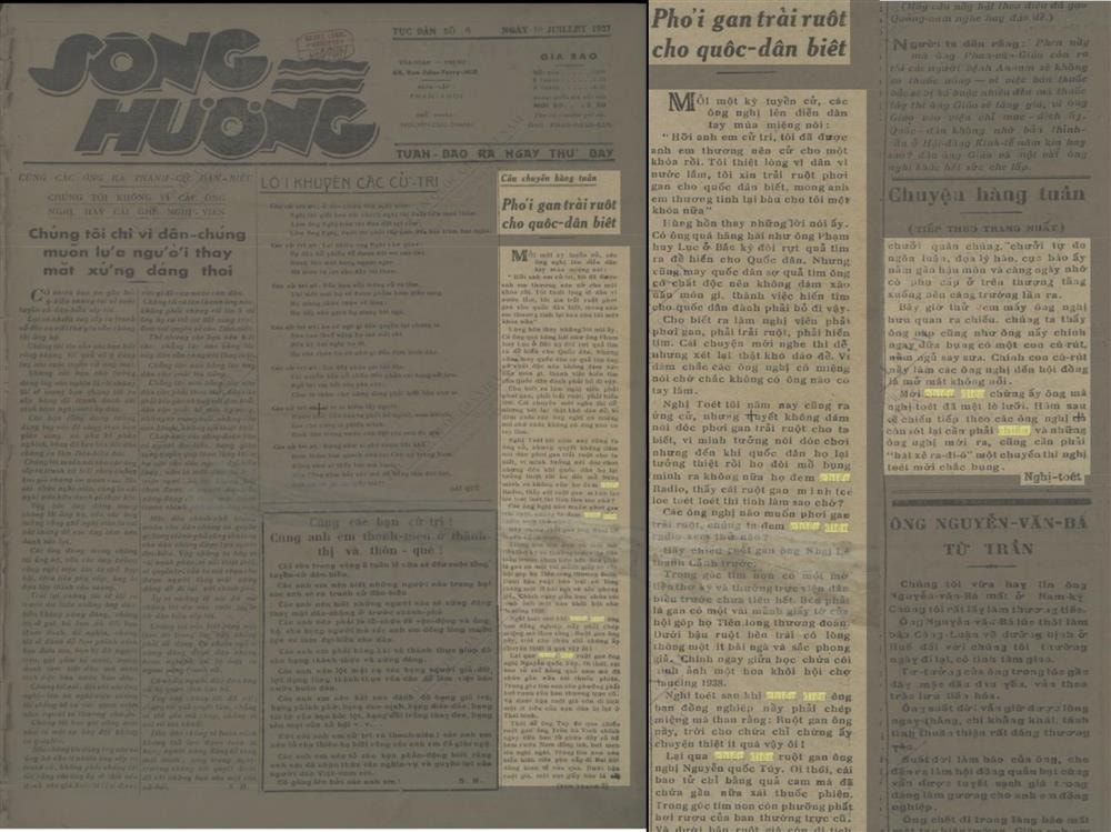Ảnh 3, Bài “Phơi gan trải ruột cho quốc dân biết” của tác giả Nghị Toét - Phan Đăng Lưu trên tờ “Sông Hương tục bản” số 4 ngày 10 tháng 7 năm 1937