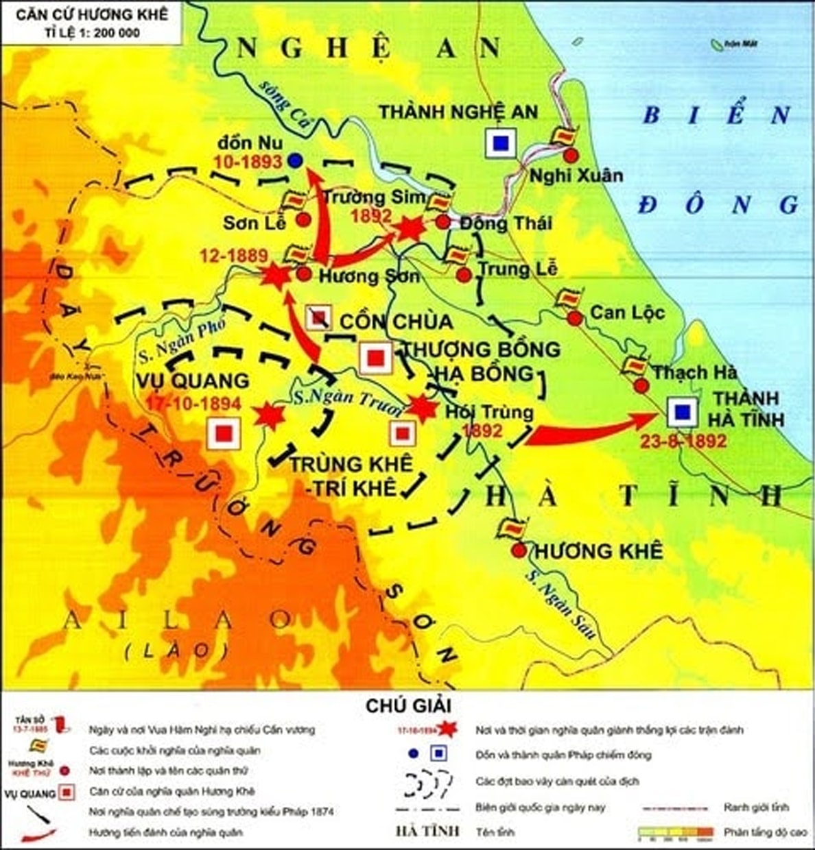 Bản đồ mô tả cuộc khởi nghĩa Hương Khê.